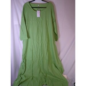 Etosell Womens Lime Green Long Sleeve Maxi Dress Oversized Kaftan XXXL NWT